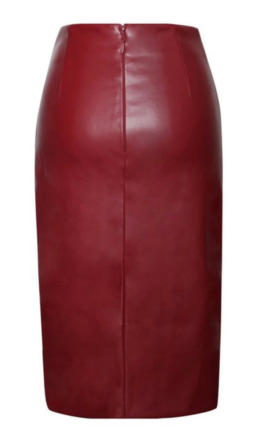 Burgundy Vegan Leather Skirt