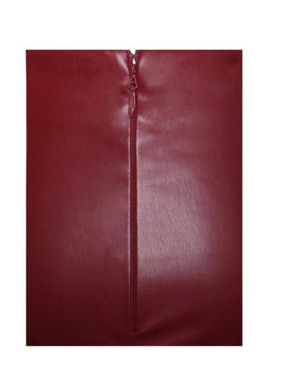 Burgundy Vegan Leather Skirt