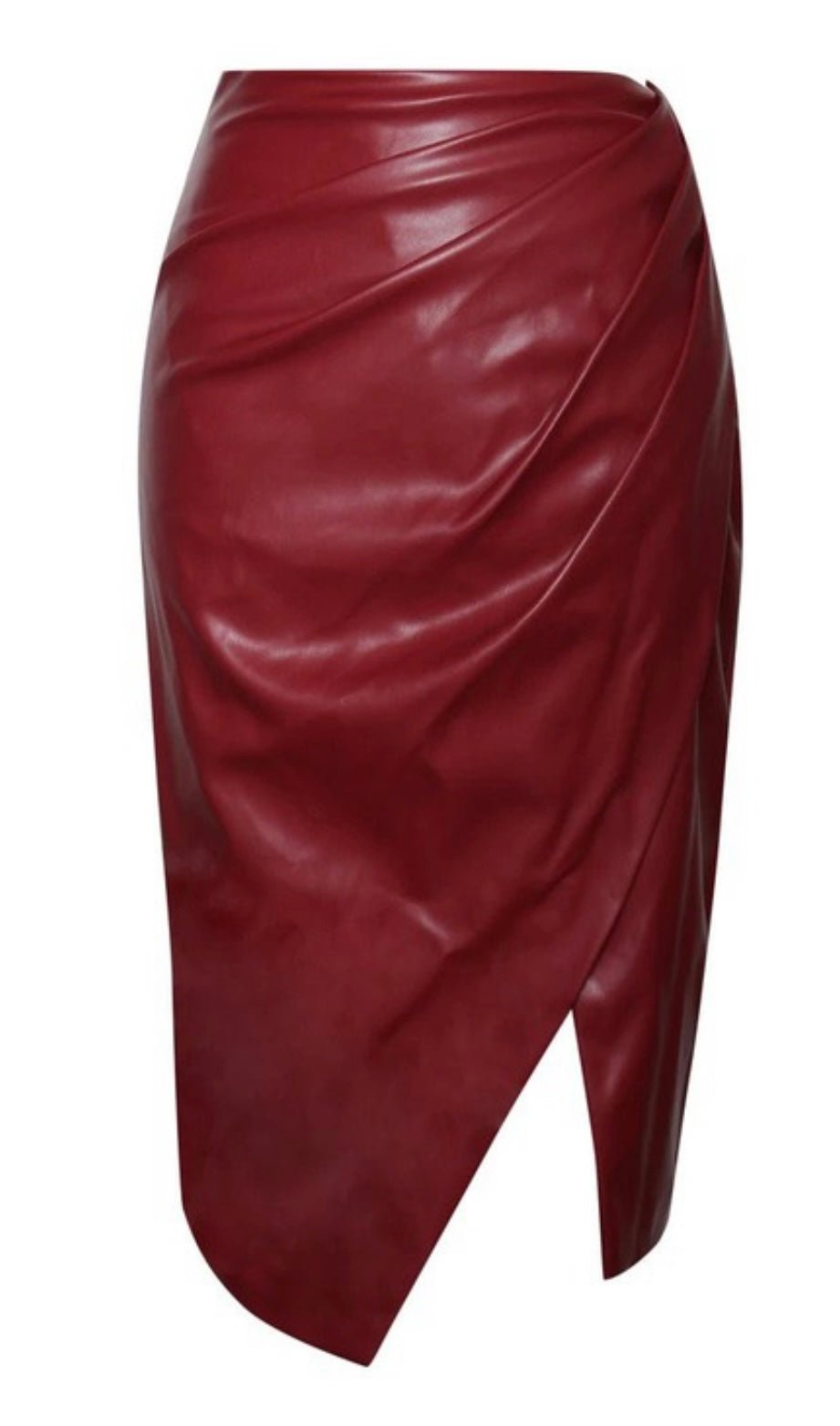 Burgundy Vegan Leather Skirt