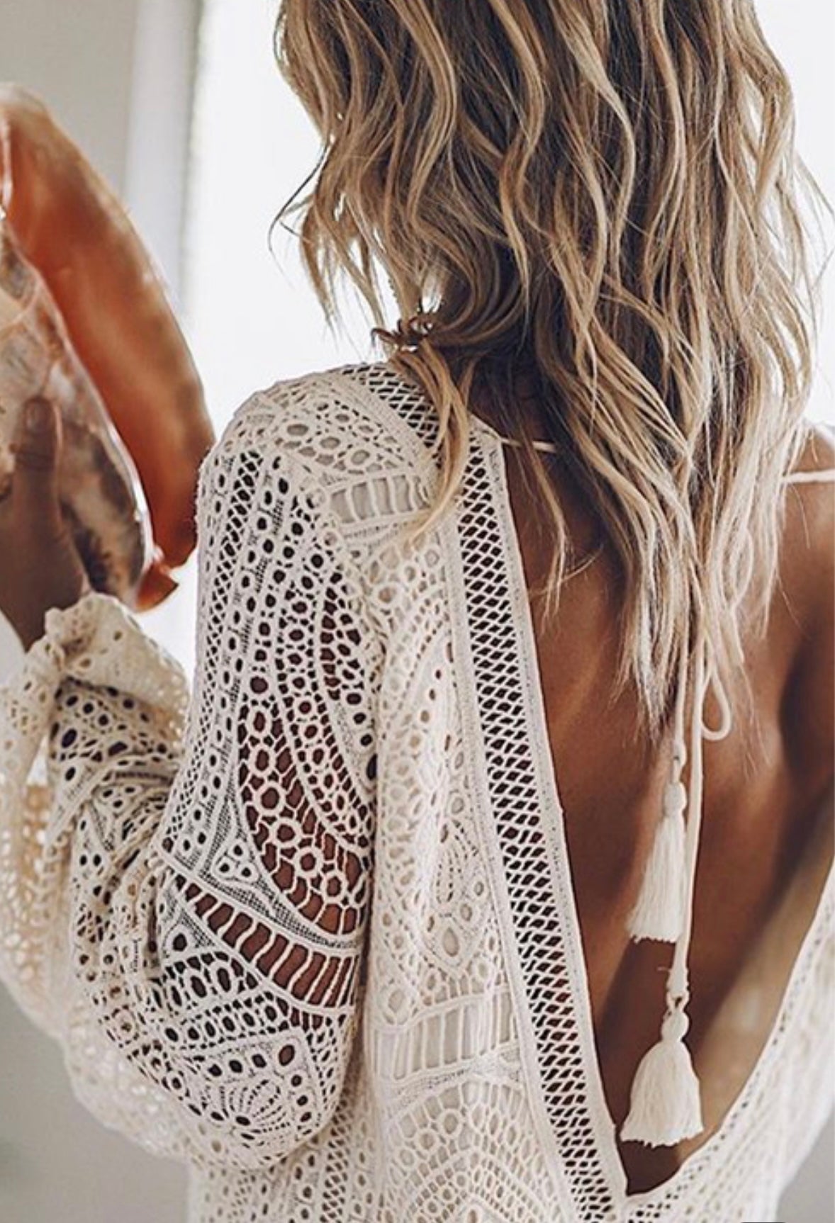 Mykonos Boho Lace Mini Dress