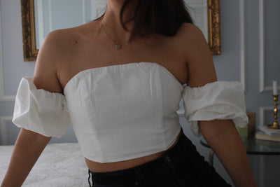 Off Shoulder Back Lace Up Crop Top