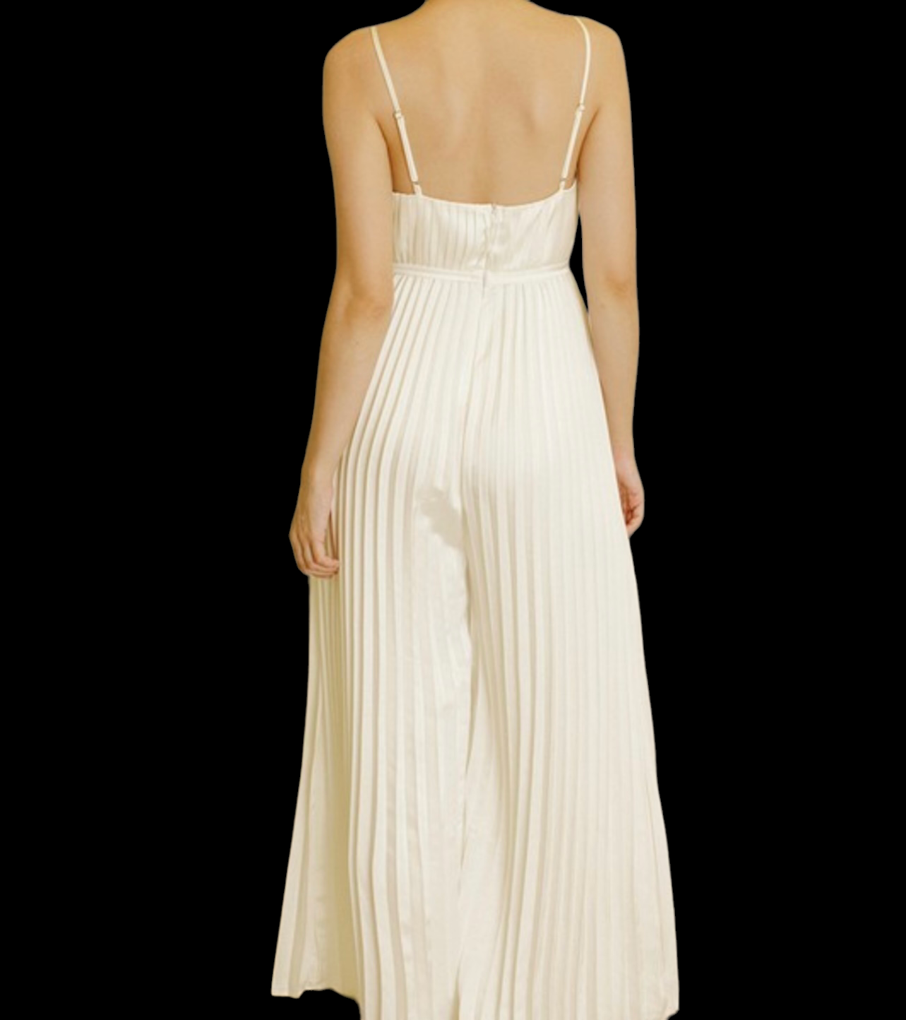 Satin Pleated Wide Leg Jumpsuit